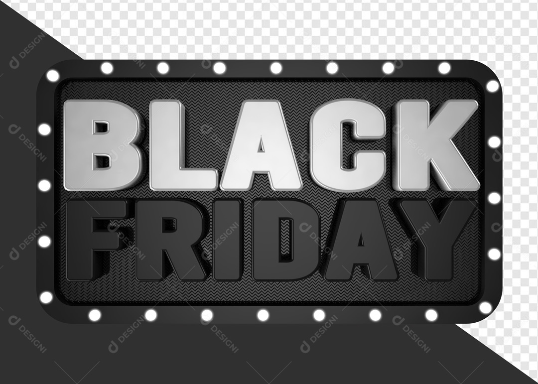 Elemento 3D Placa Black Friday Preto Para Composição PSD