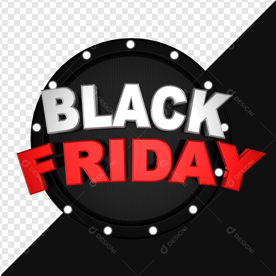 Selo 3D Black Friday Vermelho Para Composição PSD