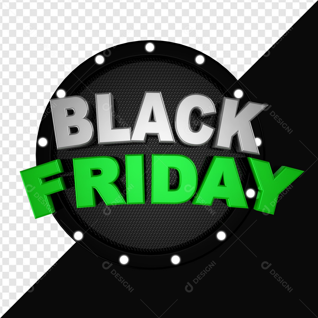 Selo 3D Black Friday Verde Para Composição PSD