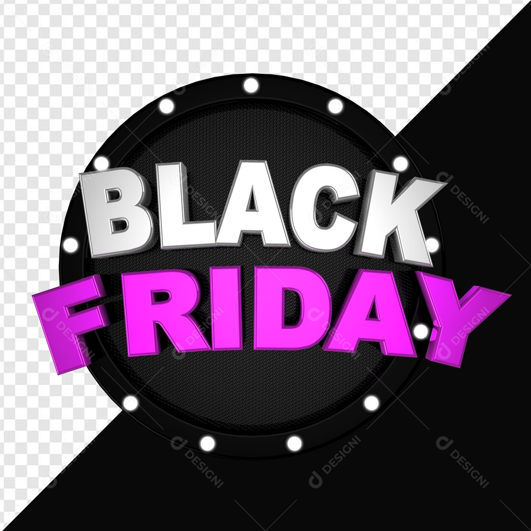 Selo 3D Black Friday Rosa Para Composição PSD