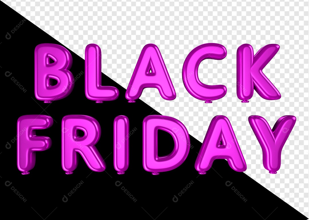 Texto 3D Black Friday Balão Rosa Para Composição PSD
