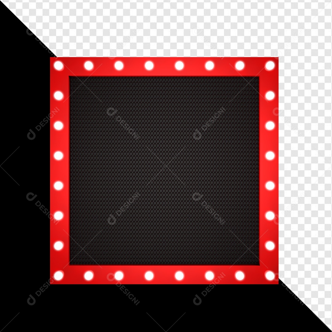 Elemento 3D Moldura Vermelho Com Luzes Para Composição PSD