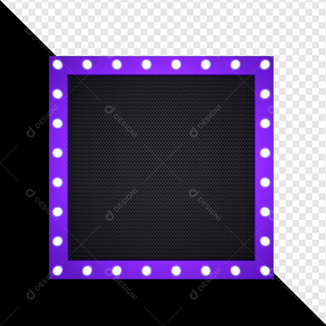 Elemento 3D Moldura Roxa Com Luzes Para Composição PSD