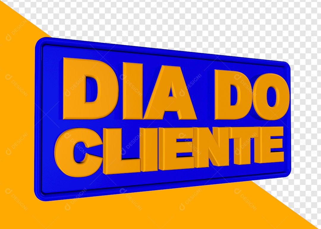 Elemento 3D Placa Azul Dia Do Cliente Para Composição PSD
