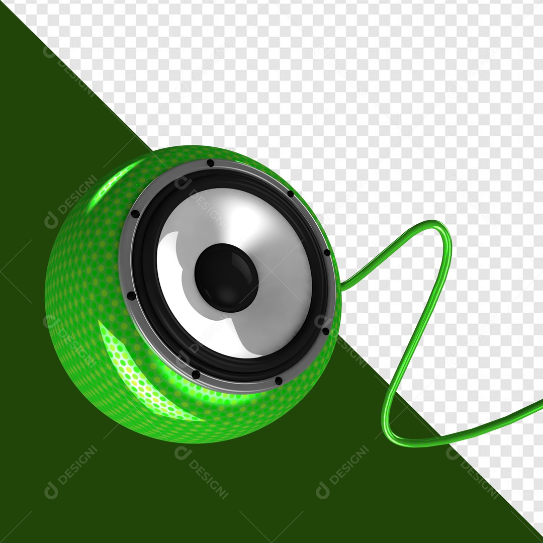 Elemento 3D Caixa De Som Alto Falante Verde Para Composição PSD