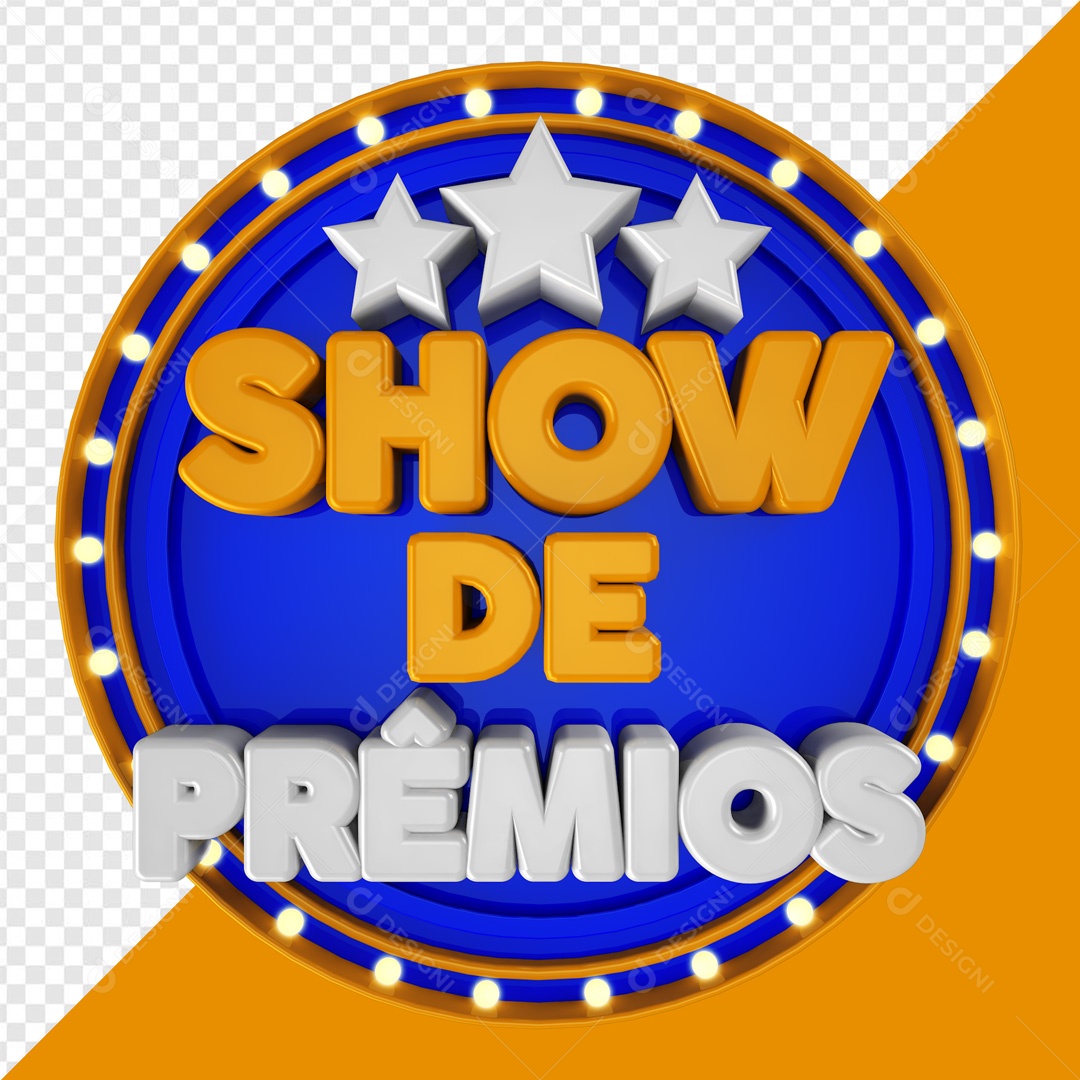Selo 3D Azul Show De Prêmios Para Composição PSD