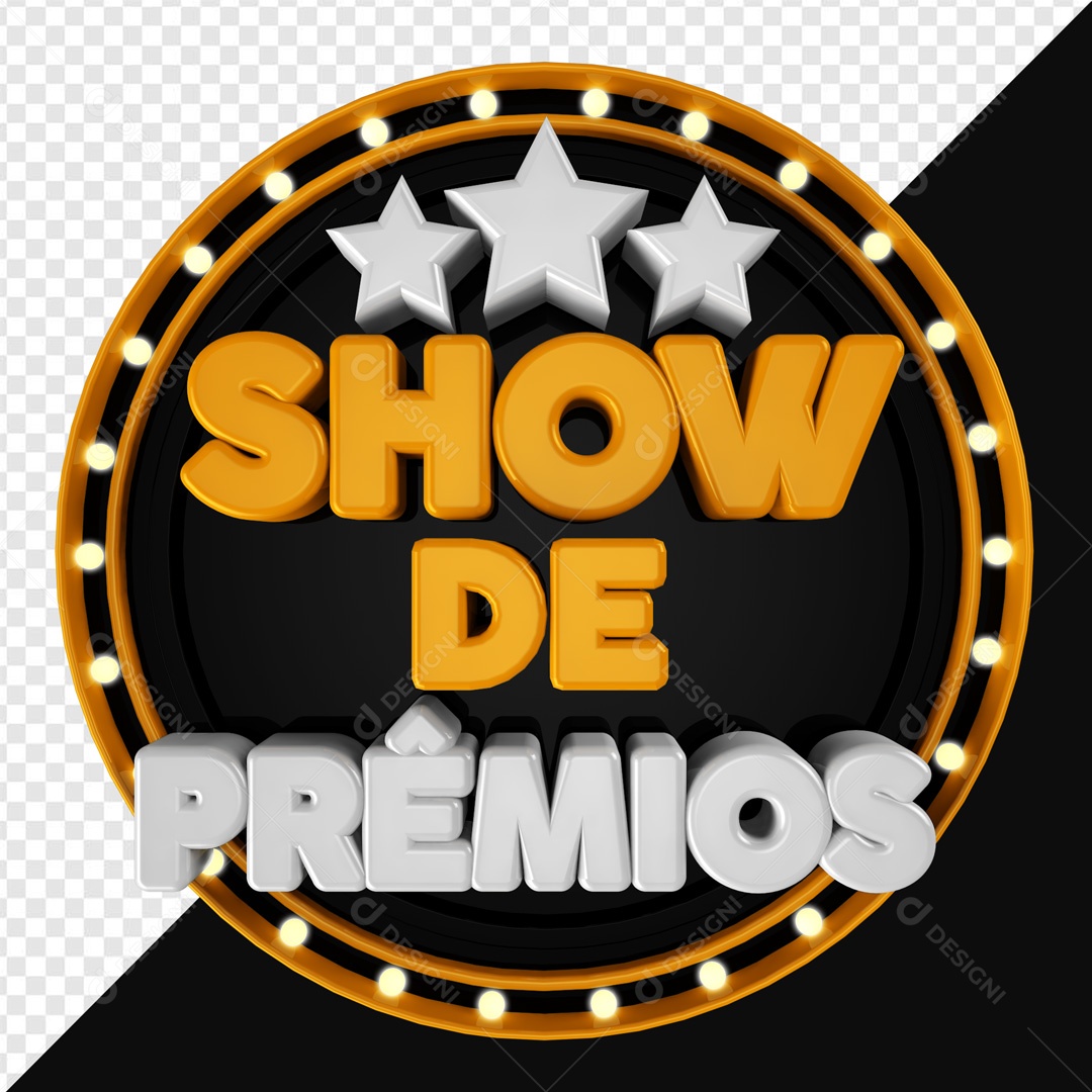 Selo 3D Preto Show De Prêmios Para Composição PSD