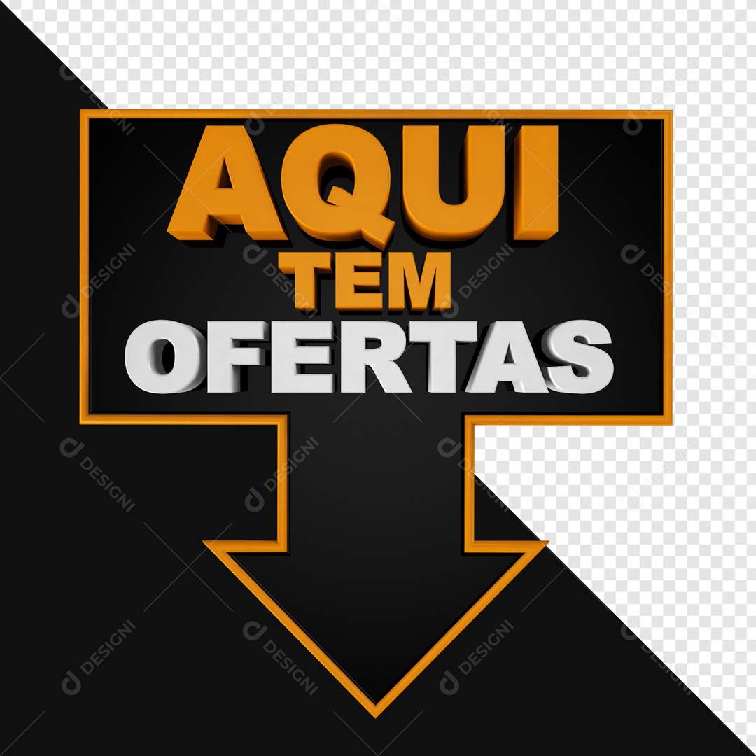 Selo 3D Preto Aqui Tem Ofertas Para Composição PSD