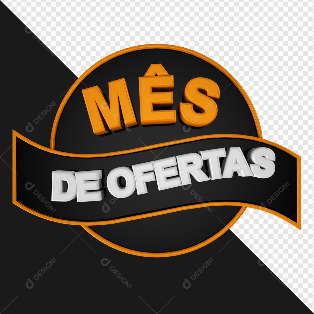 Selo 3D Preto Mês De Ofertas Para Composição PSD