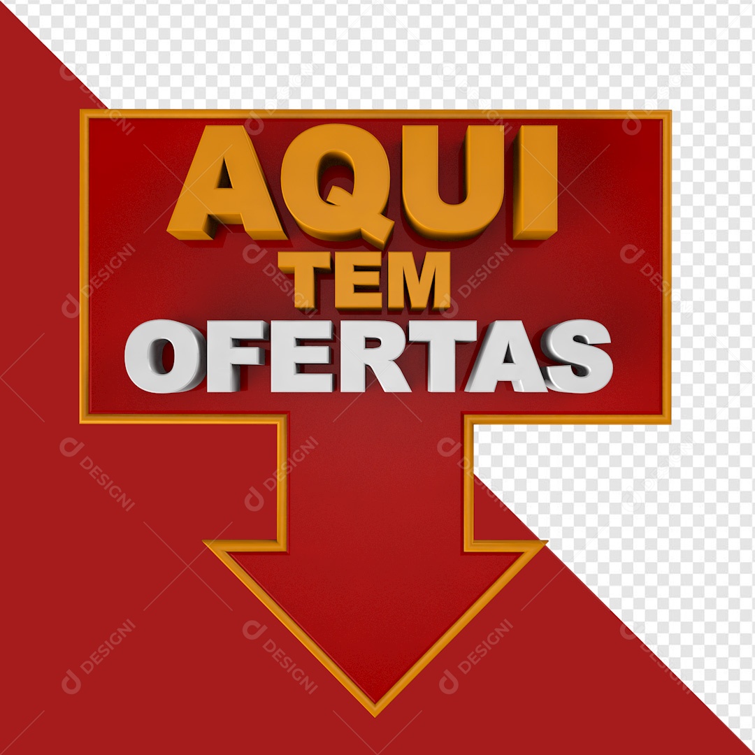 Selo 3D Vermelho Aqui Tem Ofertas Para Composição PSD