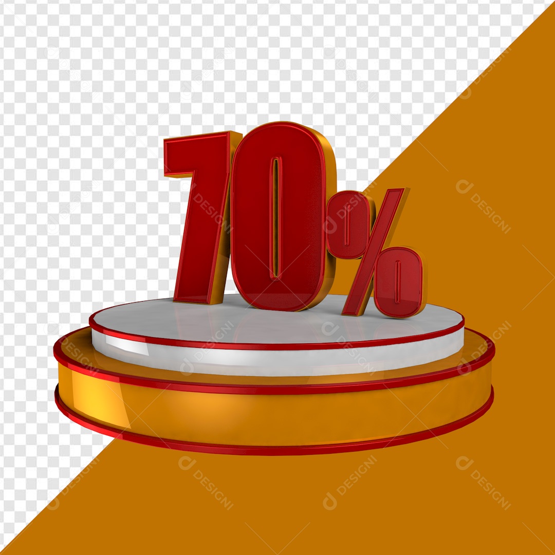 Elemento 3D Podium 70% Porcento Para Composição PSD