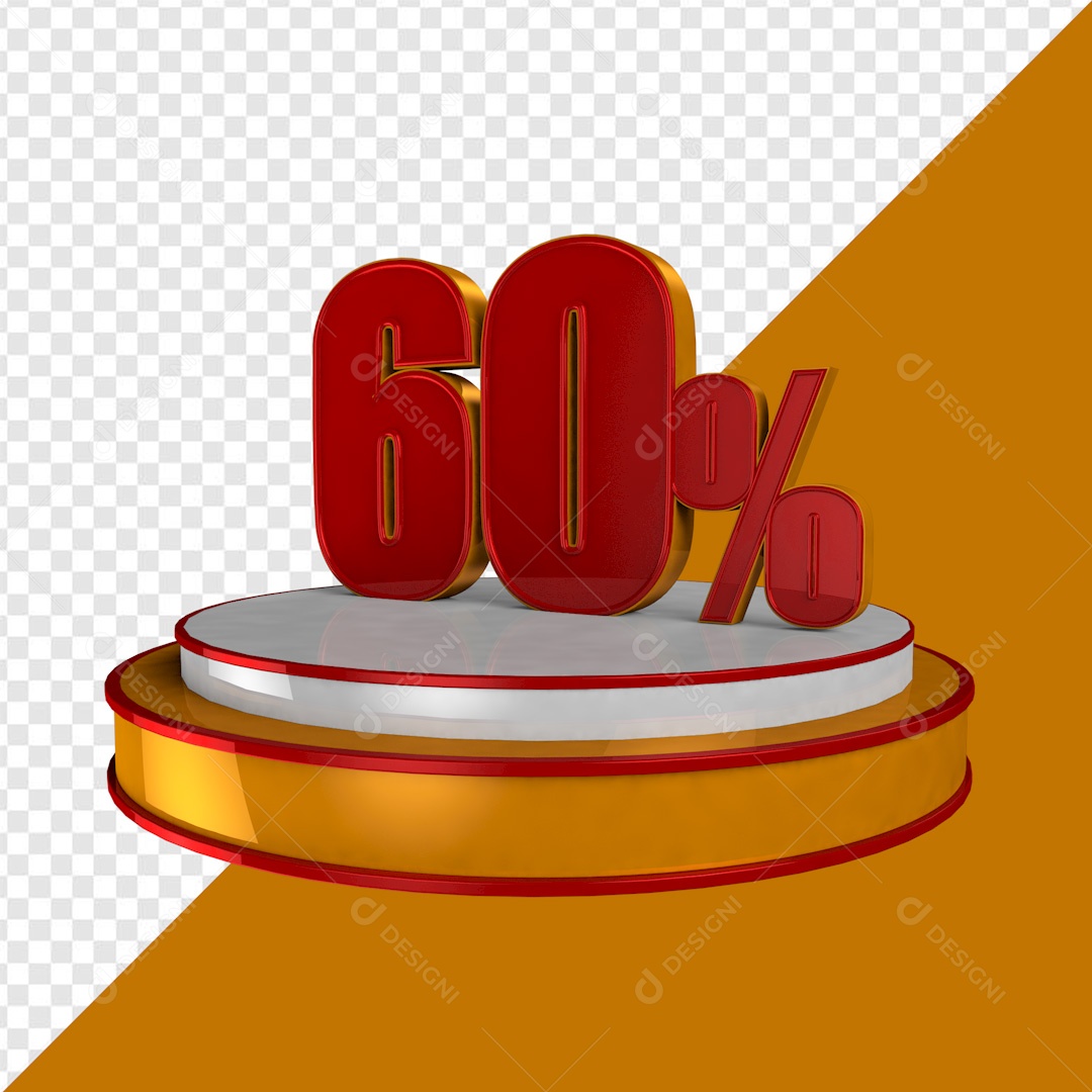 Elemento 3D Podium 60% Porcento Para Composição PSD