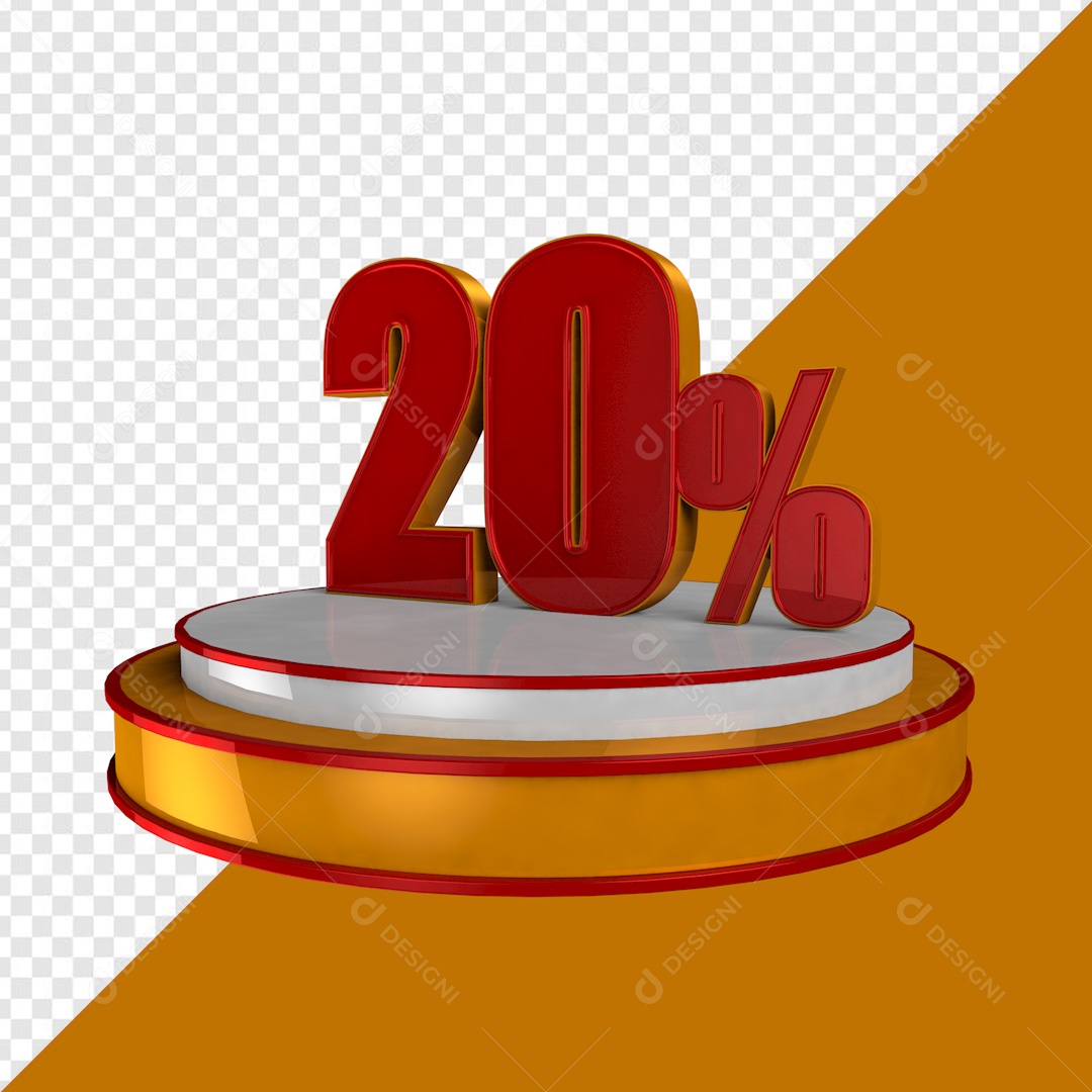 Elemento 3D Podium 20% Porcento Para Composição PSD