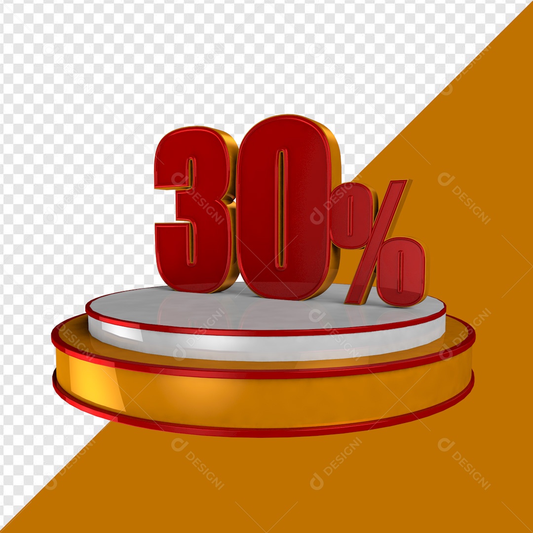 Elemento 3D Podium 30% Porcento Para Composição PSD
