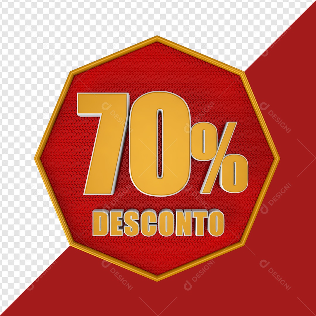 Elemento 3D Placa 70% Porcento De Desconto Para Composição PSD