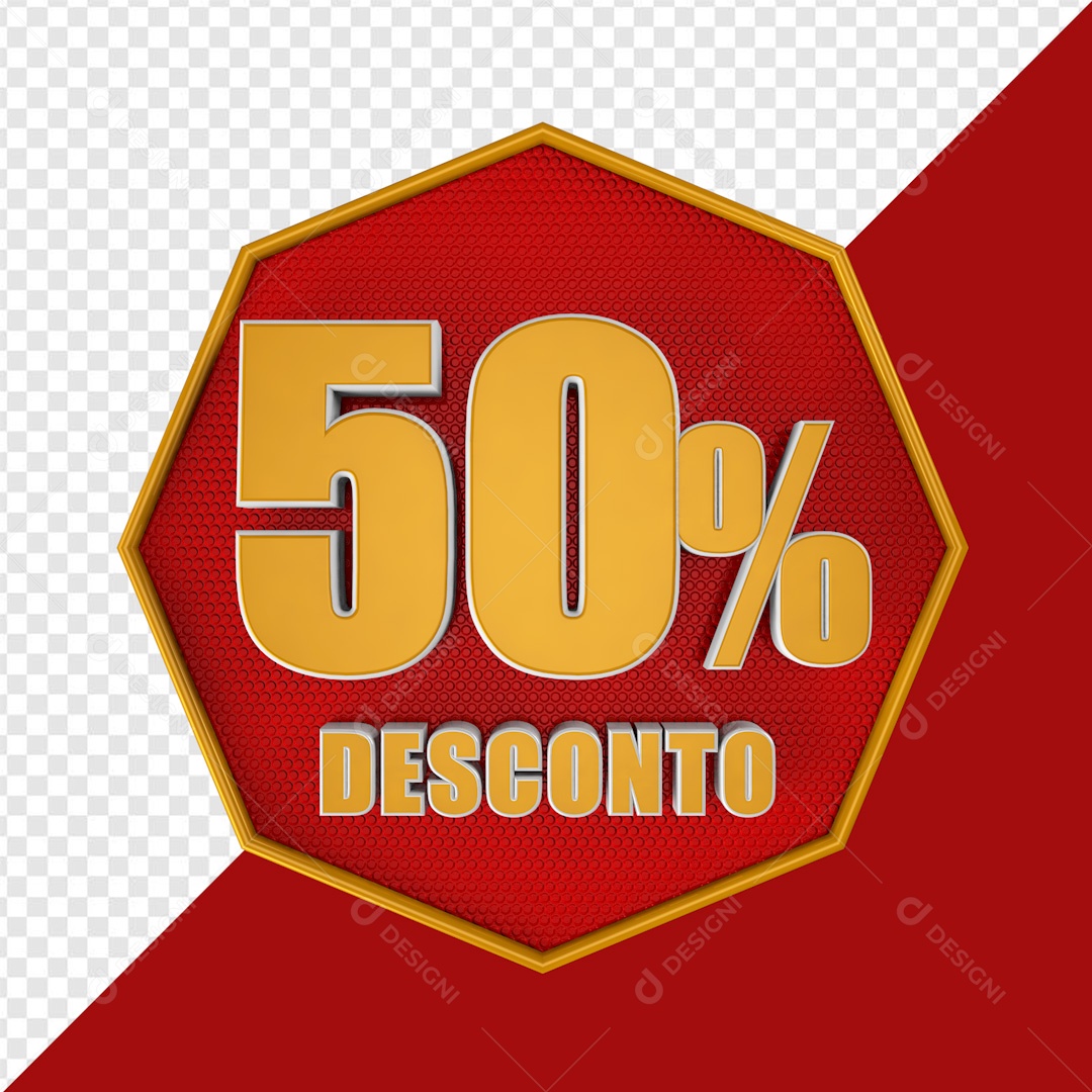 Elemento 3D Placa 50% Porcento De Desconto Para Composição PSD