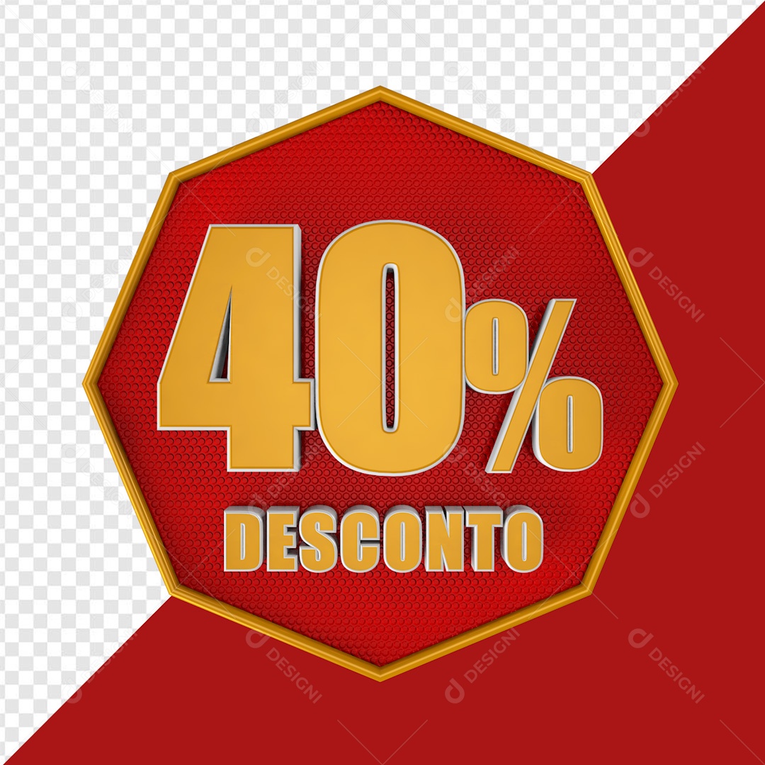 Elemento 3D Placa 40% Porcento De Desconto Para Composição PSD