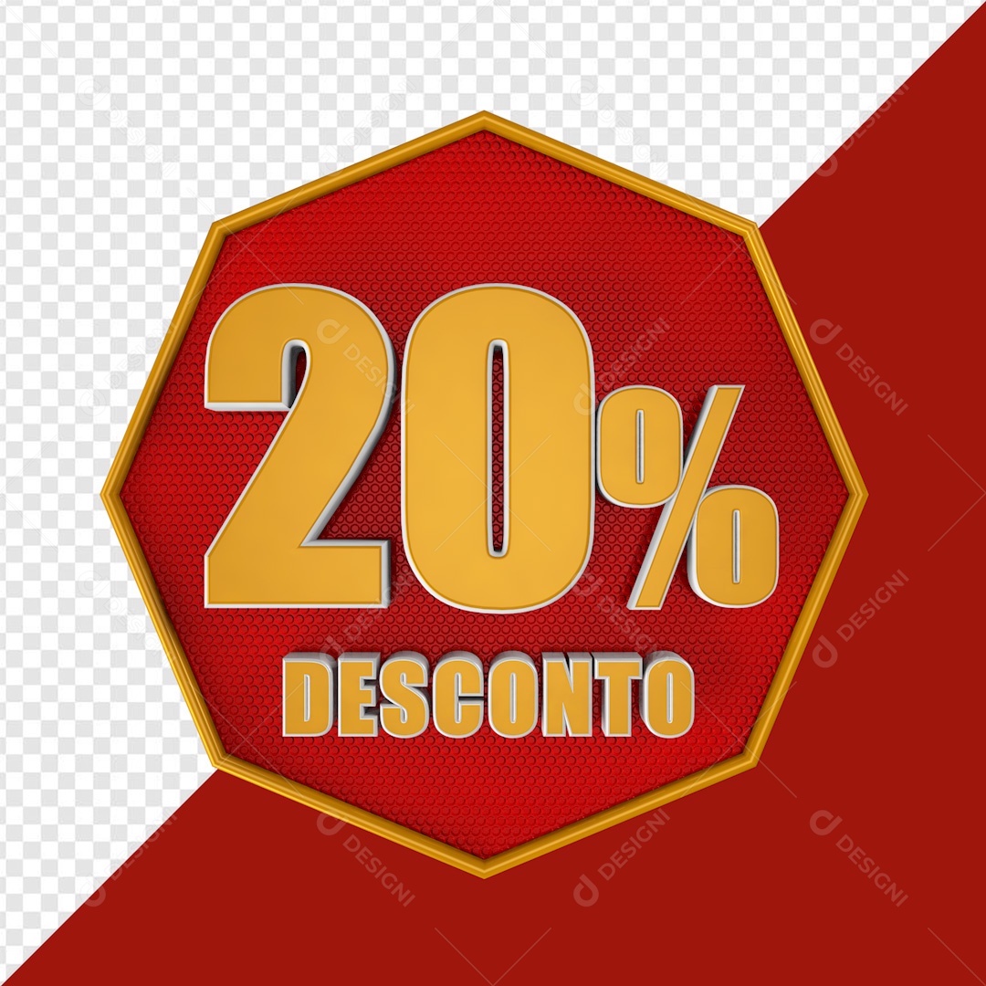 Elemento 3D Placa 20% Porcento De Desconto Para Composição PSD