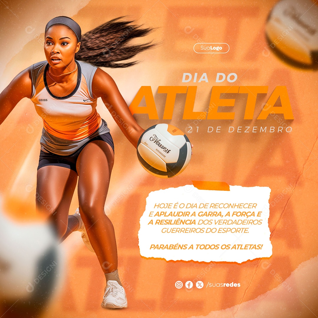 Dia do Atleta 21 de Dezembro A Resiliência dos Verdadeiros Guerreiros do Esporte Social Media PSD Editável