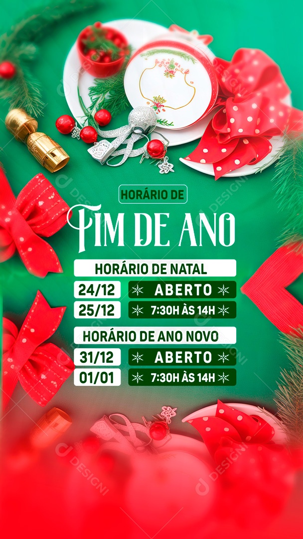 Social Media Story Horário Especial Fim De Ano Natal Ano Novo PSD Editável