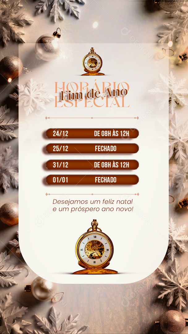 Social Media Story Horário Especial Fim De Ano Feliz Natal PSD Editável