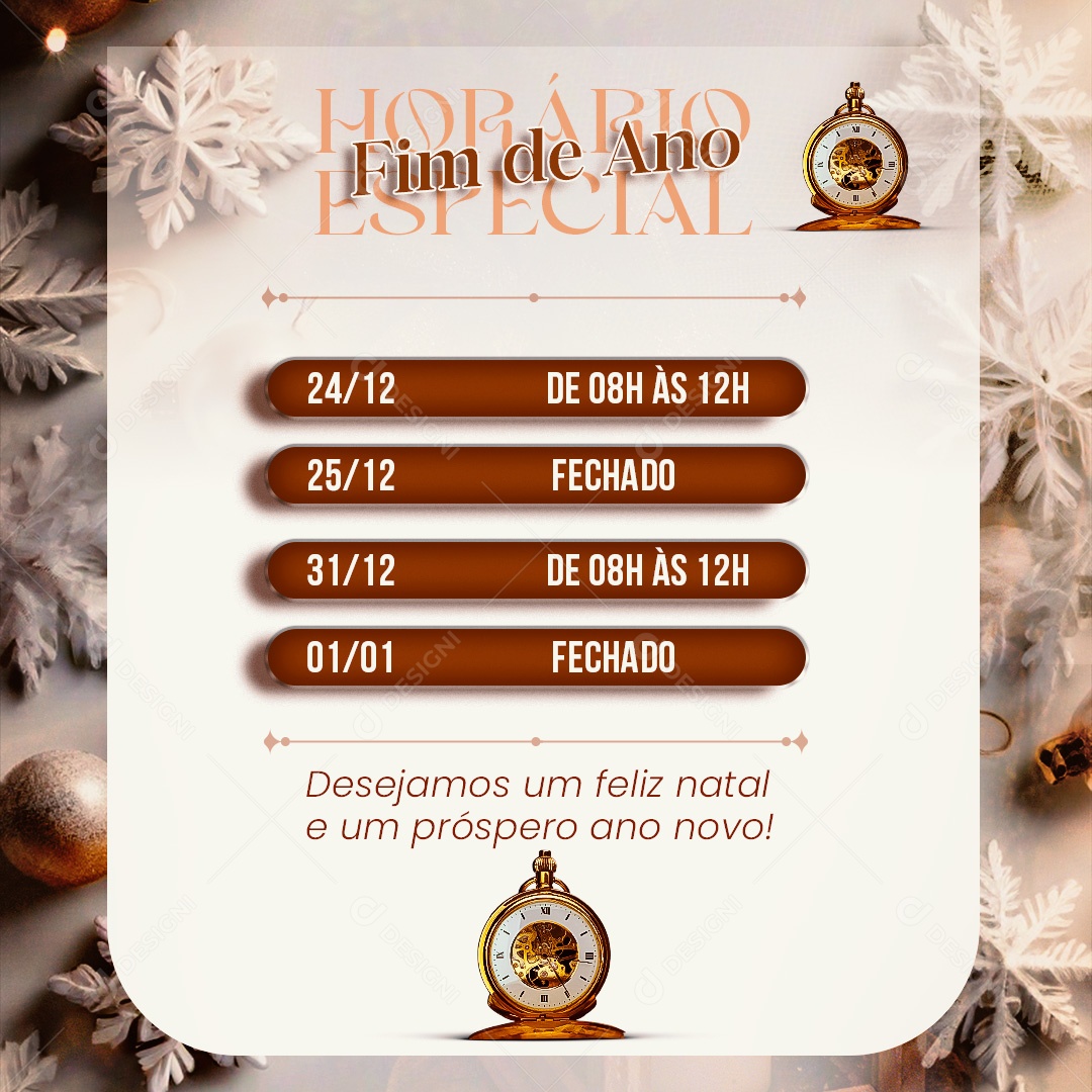 Social Media Feed Horário Especial Fim De Ano Feliz Natal PSD Editável