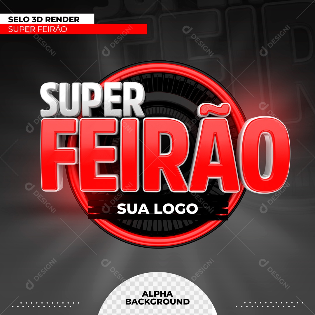 Selo 3D Super Feirão Para Composição PSD Editável
