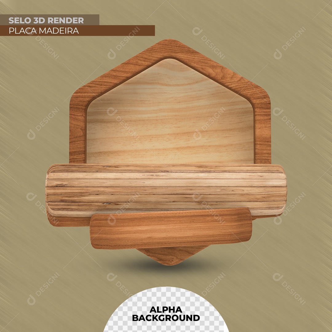 Elemento 3D Placa De Madeira Para Composição PSD