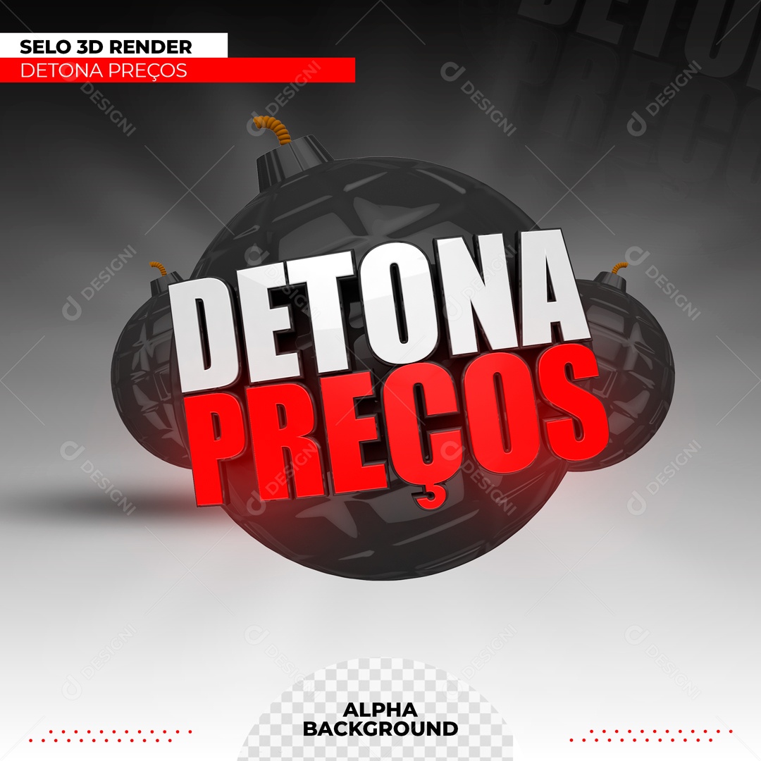 Selo 3D Detona Preços Para Composição PSD