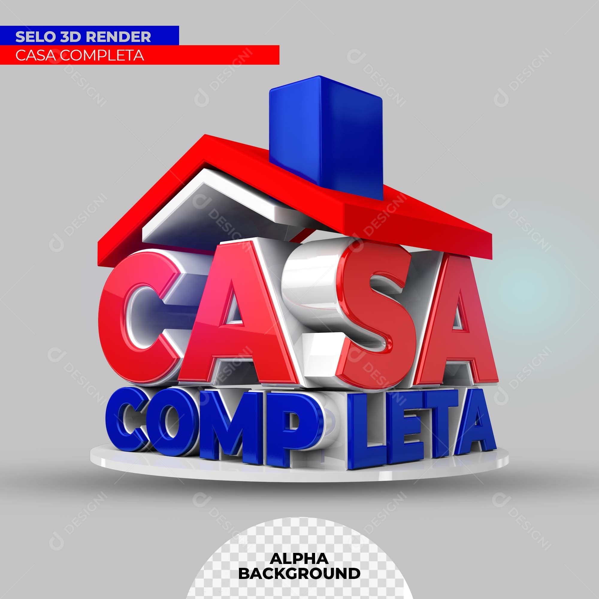 Selo 3D Casa Completa Para Composição PSD