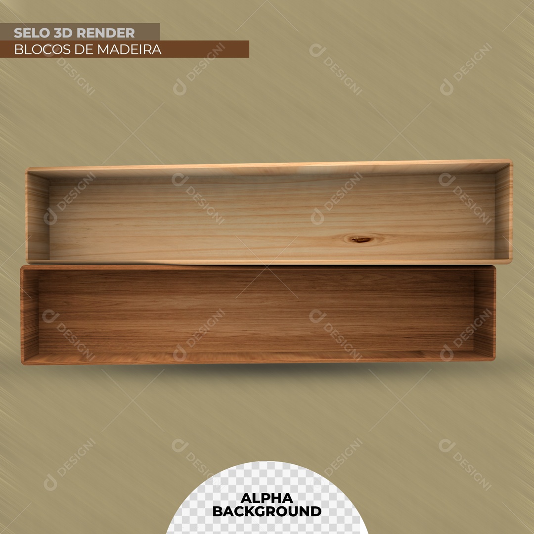 Elemento 3D Blocos De Madeira Para Composição PSD