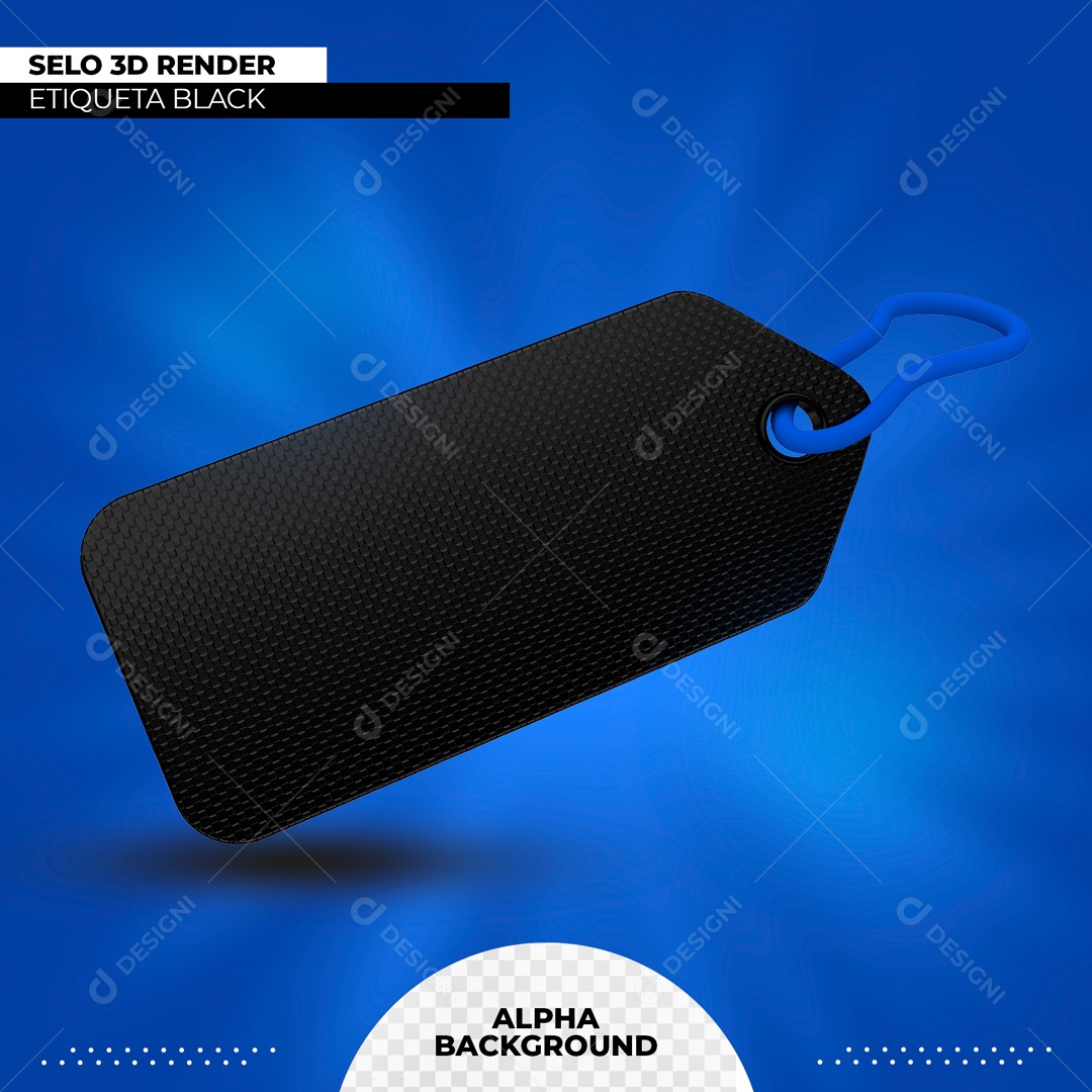 Elemento 3D Estiqueta Preta Para Composição PSD