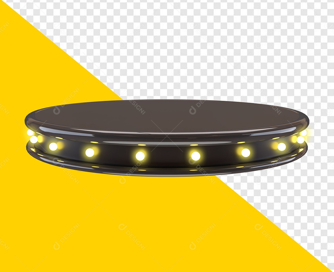 Podium LED Amarelo Elemento 3D para Composição PSD