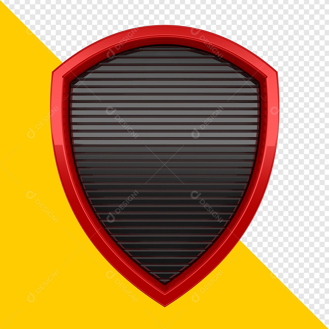 Escudo Base de Metal Elemento 3D Preta Vermelha para Composição PSD
