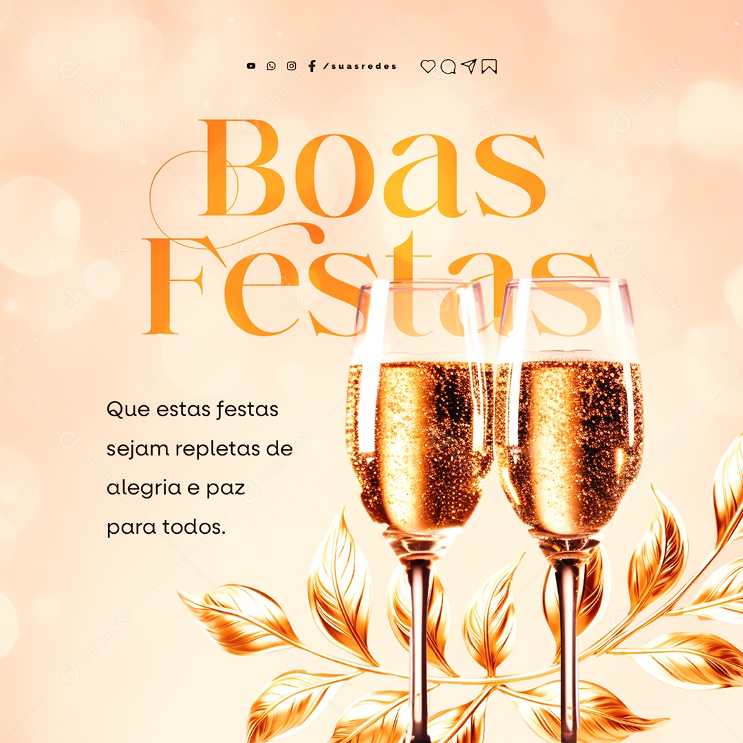 Boas Festas Que estas Festas Sejam Repletas de Alegria e Paz para Todos Social Media PSD Editável