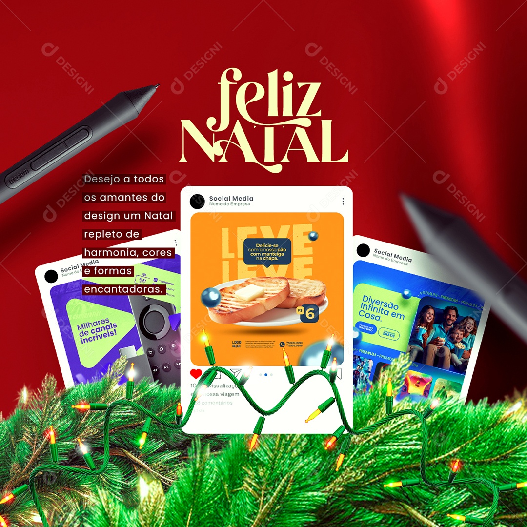 Designer Gráfico Feliz Natal Desejo a Todos os Amantes do Design um Natal Repleto de Harmonia Social Media PSD Editável