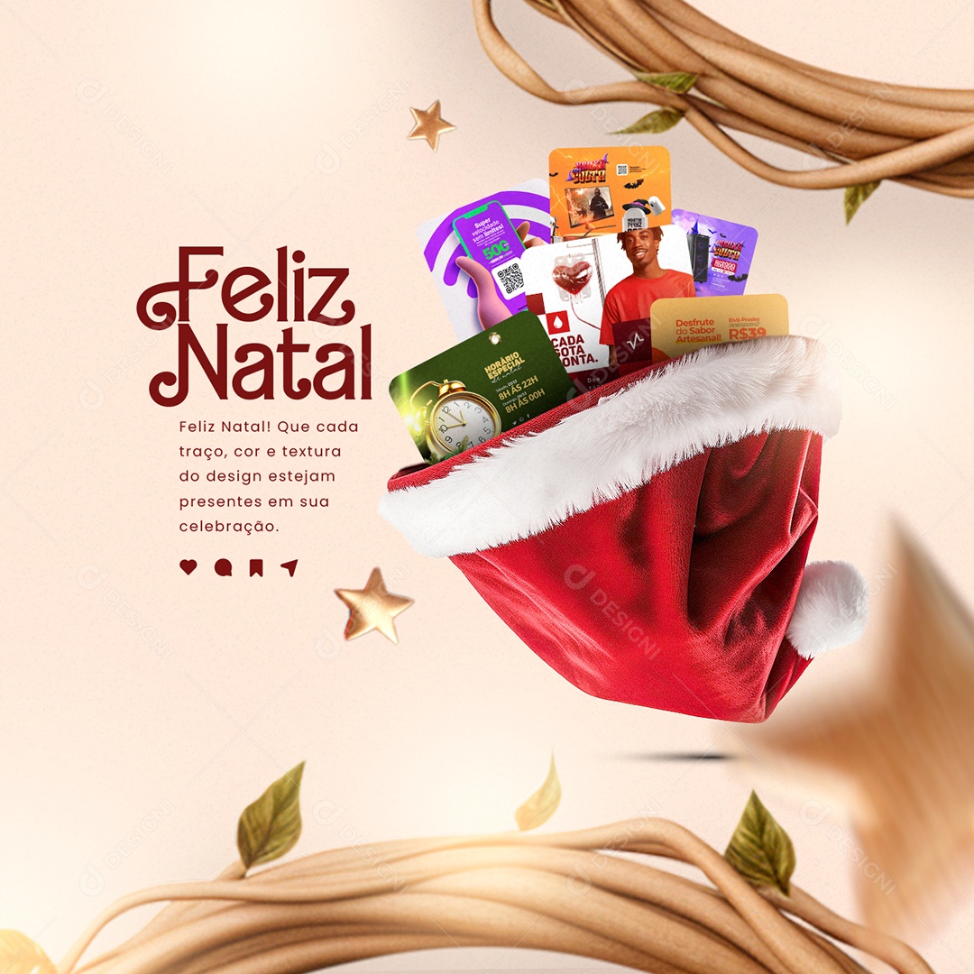 Designer Gráfico Feliz Natal Que Cada Traço Cor e Textura do Design Estejam Presentes Social Media PSD Editável