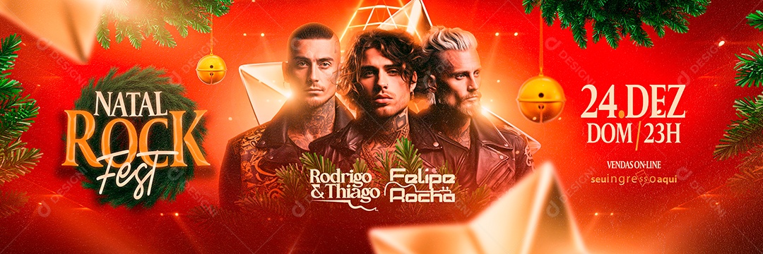 Carrossel Flyer Natal Rock Fest Rodrigo & Thiago Felipe Rocha Social Media PSD Editável
