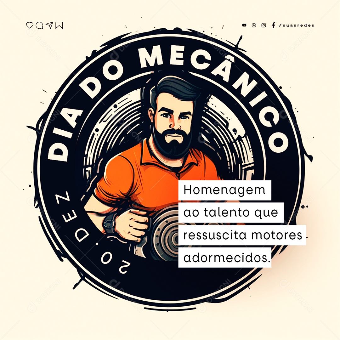 Dia do Mecânico 20 de Dezembro Social Media PSD Editável