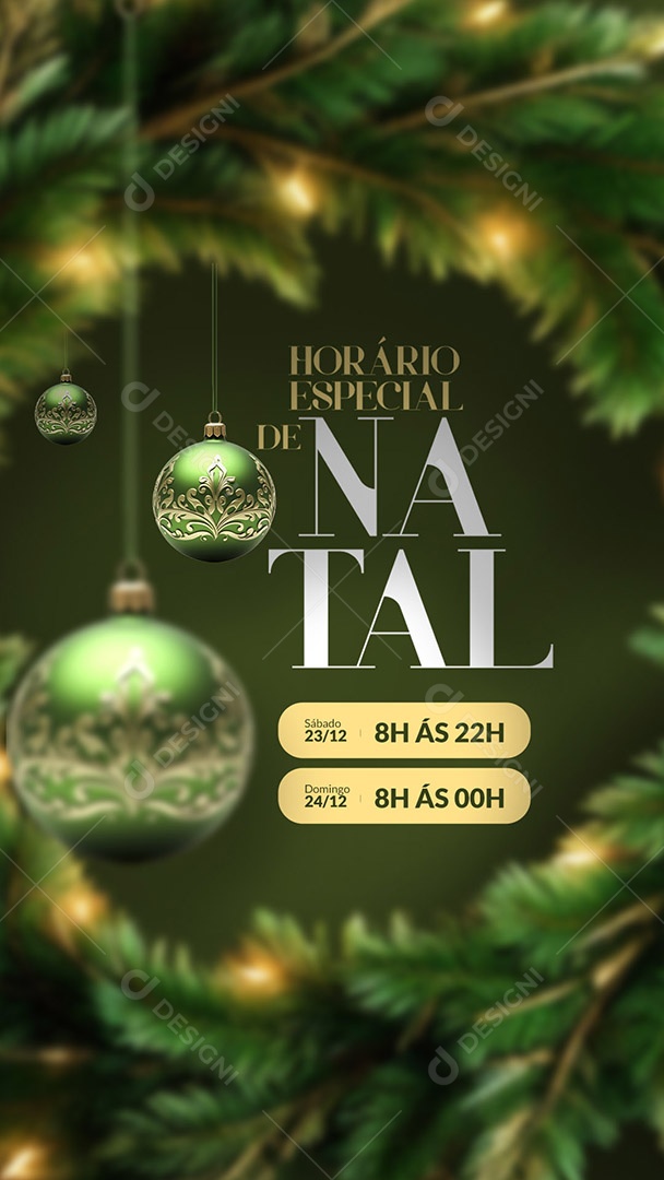 Story Horário Especial de Natal Lojas Comércios Empresas Social Media PSD Editável