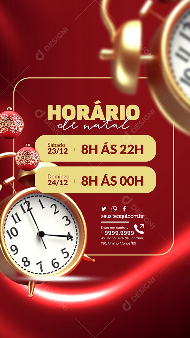 Story Horário de Natal Sábado Domingo Loja Social Media PSD Editável