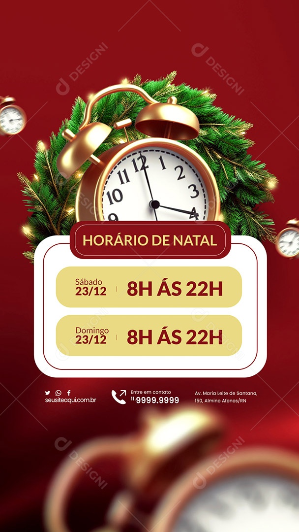Story Social Media Horário de Natal Loja Sábado Domingo PSD Editável