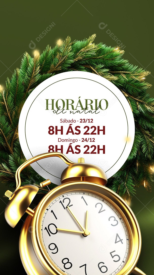 Story Horário de Natal Sábado Domingo Loja Social Media PSD Editável
