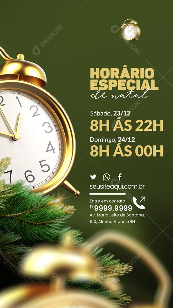 Story Horário Especial de Natal Loja Sábado Domingo Social Media PSD Editável