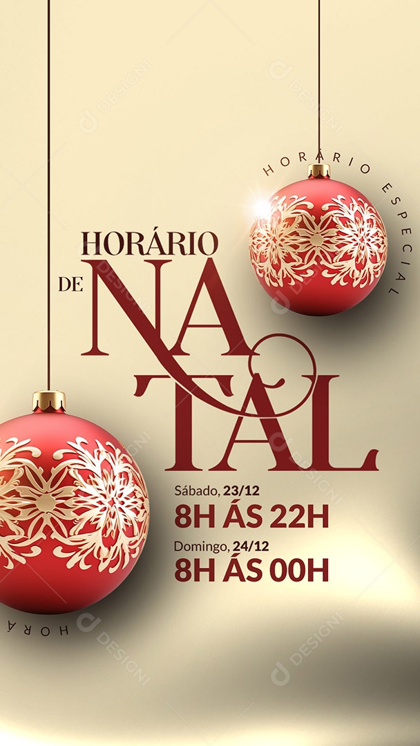 Story Horário de Natal Loja Sábado Domingo Social Media PSD Editável