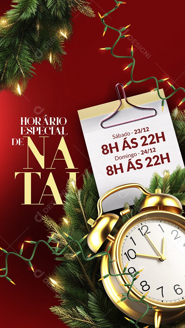 Story Horário Especial de Natal Loja Sábado Domingo Social Media PSD Editável