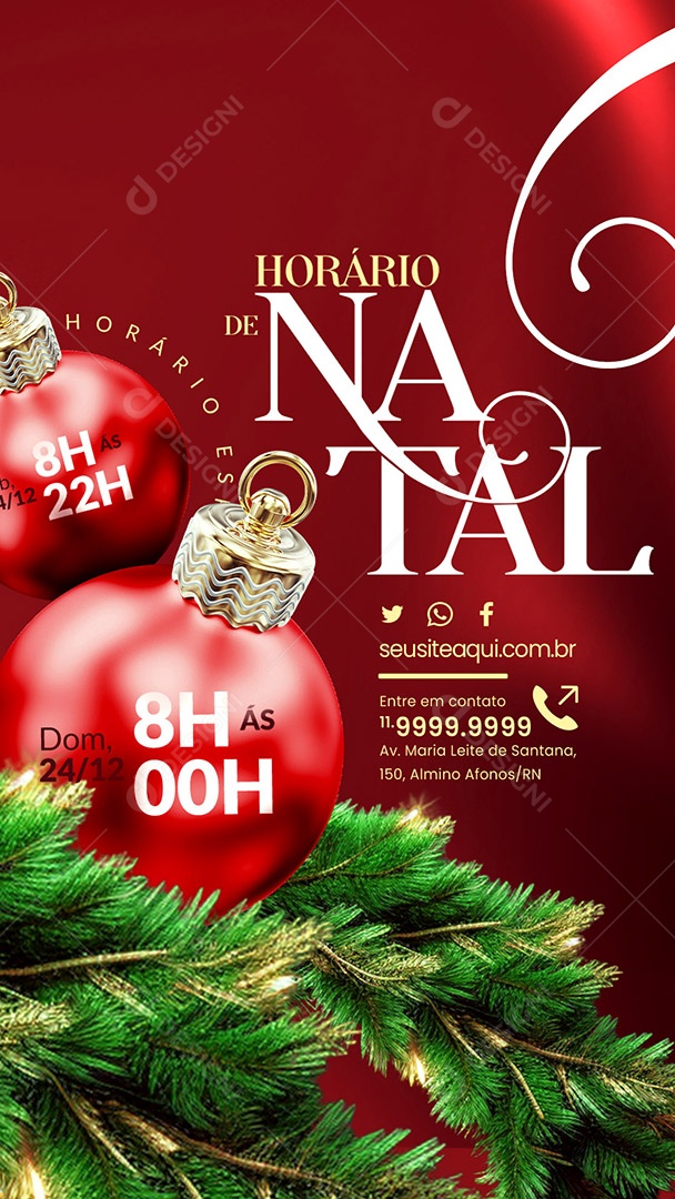 Story Horário de Natal Lojas Empresas Comércios Social Media PSD Editável