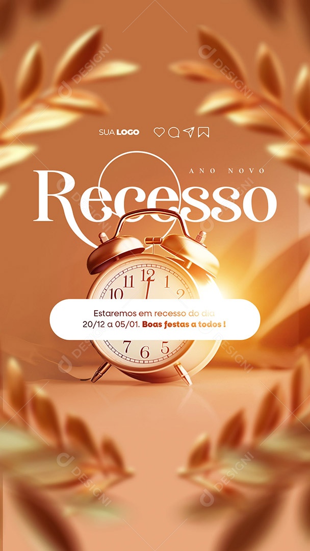 Story Recesso Ano Novo Boas Festas a Todos Social Media PSD Editável