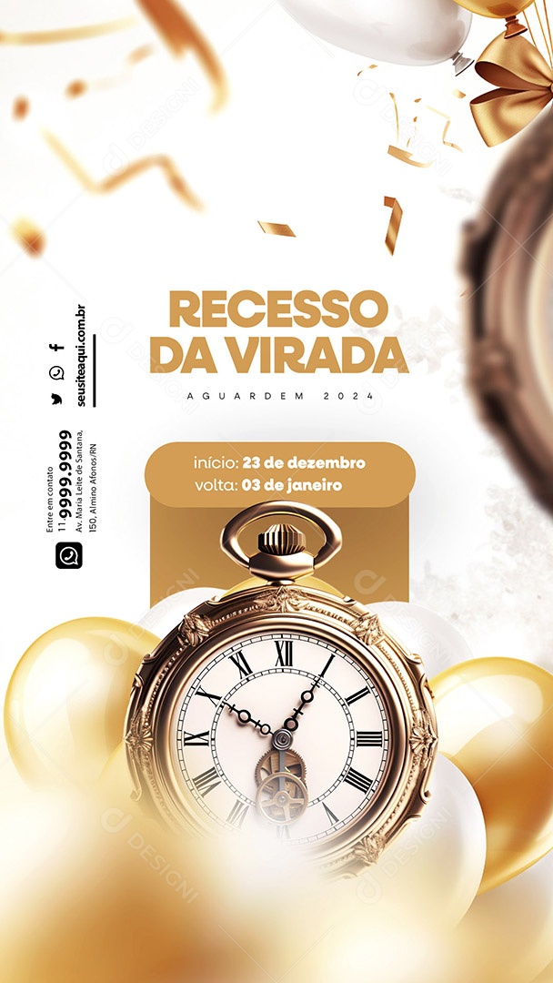 Story Recesso Da Virada Aguardem 2024 Empresa Lojas Comércios Supermercado Social Media PSD Editável