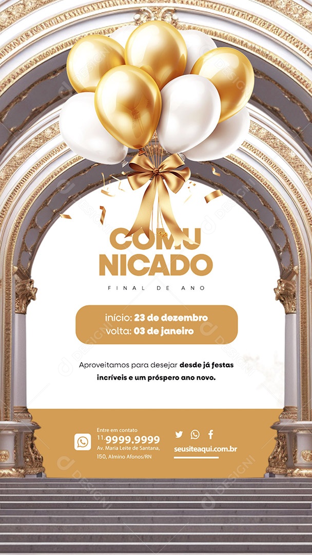 Story Recesso Comunicado Final de Ano Social Media PSD Editável